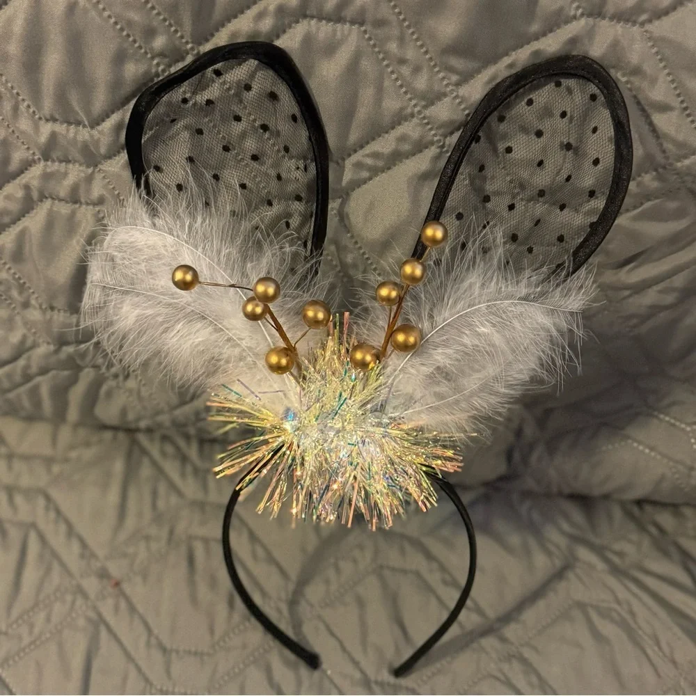 Black Lace Easter Bunny Ears - Rabbit Ears, Handmade Headpiece, Easter Headpiece